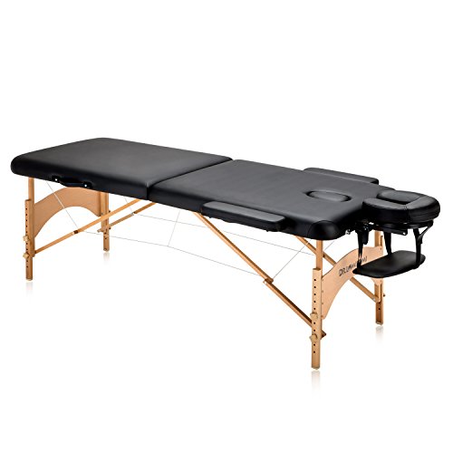 DR.LOMILOMI All-Inclusive Lite-Weight Professional Hardwood Portable Massage Table Bed 005 - ALOHA (005-Small Table, Black)