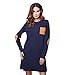 vanberfia Women's O Neck Long Sleeve Elbow Patch T-Shirt Dress