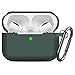 Doboli Compatible with Airpods Pro Case Cover with Keychain, Full Protective Silicone Skin Accessories for Women Men 2019 AirPods Pro [Front LED Visible] Midnight Green