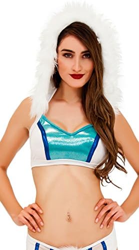 Holiday Snow Queen Hooded Crop Top, Sexy Holiday Crop Top With Hood