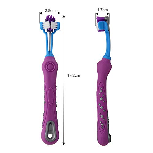 Pet Toothbrush Dog Toothbrush Removing Bad Breath Tartar Cleaning Mouth Pet Dental Care Cat Cleaning MouthPlastic pet Three Head Toothbrush for Dogs (Four PCS)