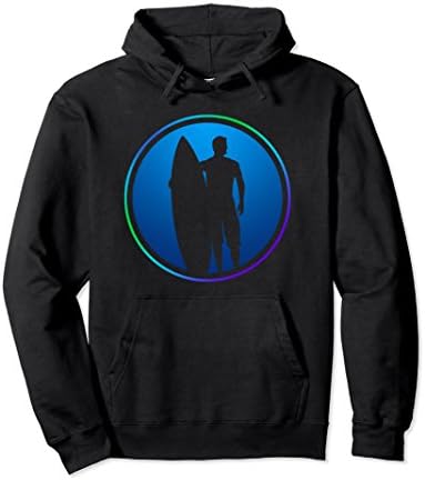Unisex Retro Surf Hoodie | Cool Surfing Pullover Hooded Sweatshirt Large Black