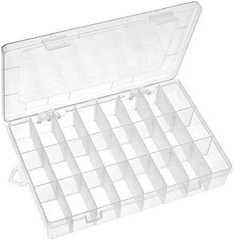 wankausonline Clear Dividers Box 24 Grids Adjustable Plastic Jewelry Organizer Storage Container DIY Art Clear Craft Box 2 Pack