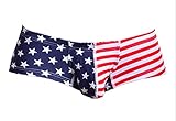 Voberry Men's Sexy Stripe Boxer Briefs Cotton Underwear Shorts Soft Underpants (XL, Red)