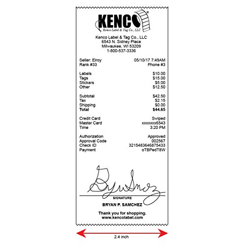 Dymo Compatible 30270-2 7/16 Inches X 3,360 Inches Continuous Receipt Paper Rolls by Kenco (12 PACK) - Thumbnail 3