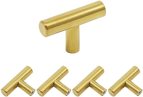 5pack Gold Cabinet Knobs Gold Handles Single Hole T Bar Euro Style
