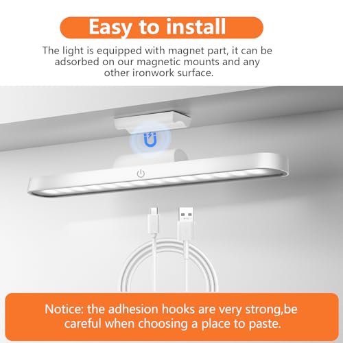 TOPPLEE Magnetic LED Light 2500mAh USB Rechargeable Cabinet Light Dimmable Night Light with Touch Control Suitable for Cabinet, Kitchen, Desk, Reading, Makeup