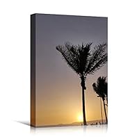 Canvas Wall Art Silhouette Palm Tree Bedroom Multicolor Nature Neon Photography Trees Tropical Urban - 12x18 inches