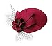Lawliet Womens Socialite Flower Black Pearl Wool Felt Fascinator Pillbox Tilt Hat A044