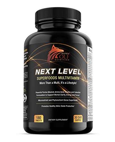 Next Level SuperFoods Multivitamin - Increase Energy, Focus and Blood Flow - Beetroot, Pomegranate, Raw Cacao, Kale, Spinach, Seaweed, Green Tea, Alpha GPC, Teacrine, MSM, Sprouted Broccoli Seed (Best Vitamins For Blood Flow)