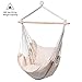 Finether Padded Hammock Hanging Chair Swing with Pillow Set for Indoor Outdoor Use, 265 lbs Weight Capacity, Beige