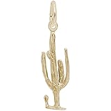 Cactus Charm In 14k Yellow Gold, Charms for