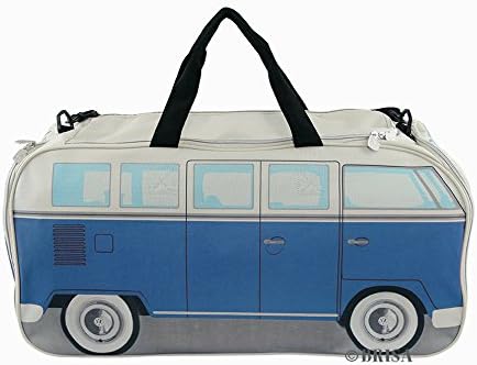 BRISA VW Collection - Volkswagen Retro Sport Shoulder Fitness Bag Duffel in T1 Bus Campervan Shape (Large/Classic Bus/Blue & Beige) - Image 5