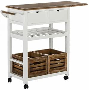 Möbel89 Carrito Cocina Carro rústico de Madera Shabby Chic Blanco con