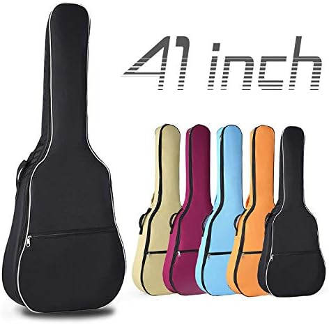 YiPaiSi 41 Inch Acoustic Guitar Bag, Waterproof 0.3inch Padded Gig Bag Guitar Case, Dual Adjustable Shoulder Strap Acoustic Guitar Gig Bag Backpack (Black)