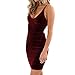 Antopmen Women's V Neck Spaghetti Strap Gold Velvet Dress Sleeveless Bodycon Dress (Small, WineRed)