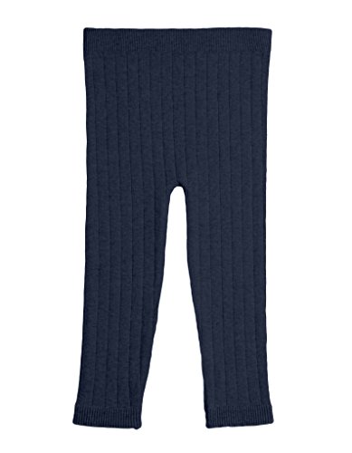 EMEM Apparel Unisex Boys Girls Baby Infant Medium Weight Seamless Full Ankle Length Ribbed Cotton Leggings Navy 6-12 Months