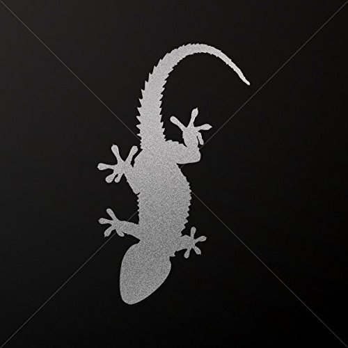 Sticker Gecko Lizard Car door Hobbies Waterproof Racing Dura Silver-Matte (8 X 4.69 Inches)