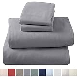Extra Soft 100% Turkish Cotton Flannel Sheet Set. Warm, Cozy, Lightweight, Luxury Winter Bed Sheets in Solid Colors. Nordic Collection (Full, Frost Grey)