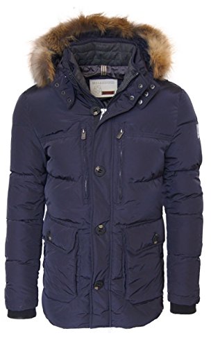 Milestone Herren Winterjacke Parka in blau Gr.50 Echt Fell