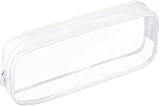 CHEERYMAGIC Clear Pencil Case Clear Exam Pencil Pouch PVC Zippered White