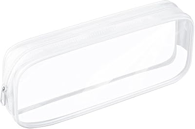 CHEERYMAGIC Clear Pencil Case Clear Exam Pencil Pouch PVC Zippered White