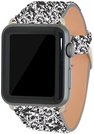 Apple Watch Band Leather belt 38mm Men Women Bling Bling Shining Replacement Strap Sparkling iwatch Wristband For Series 3 / Series 2 / Series 1 (38mm Silver)