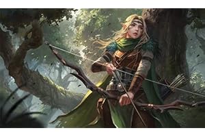 Fantasy North - Aelwyn Alorr - Wood Elf Ranger - TCG Trading Card Game Playmat and Mouse Pad - 24 x 14 inches - Perfect for Magic MTG Commander Pokemon Yugioh and Other Card Games