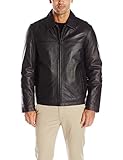 Tommy Hilfiger Men's Smooth Lamb Leather Laydown Collar Open Bottom Jacket, Black, XXL