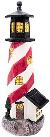 Solar Powered Lighthouse/Garden Light in Hand-painted Poly-resin