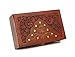 STORE INDYA Diwali Gifts Wooden Keepsake Storage Box Jewelry Trinket Holder Organizer Floral Hand Carvings with Brass Inlay