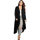 SimpleFun Womens Plus Size Long Sleeve Loose Waterfall Drape Open Front Long Maxi Cardigan