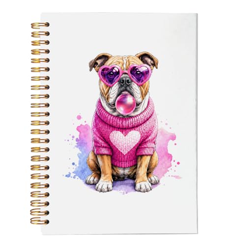 VNWEK Trendy Pink English Bulldog Spiral Notebook Journal 5.5x8.3 Inch at Amazon