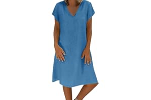 Kiosan Summer Dresses 2023 Sleeveless Working Dress Short Sleeve Solid V-Neck Casual Women's Dress Plus Size Maxi Dress