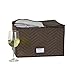 Richards Homewares Quilted Microfiber Wine Glass Goblets Storage Chest, Brown (Holds 12 Glasses)
