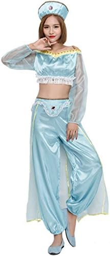 SIDNOR Halloween Aladdin Princess Jasmine India Belly Dance Arabian Exotic Fancy Dress Blue Cosplay Costume