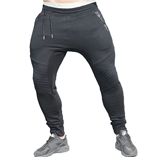 MECHENG Men's Joggers Pants Gym Workout Running Trousers Zipper Pockes