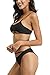 QINSEN High Waist Bikini Swimwear for Women Cutout Strappy Bandage 2PCS Bathing Suit Outfit Black L
