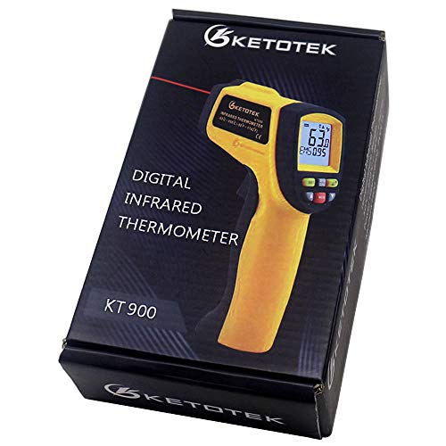 KETOTEK IR Infrared Thermometer, -58℉- 1112℉(-50℃ - 600℃)Non-Contact Digital Laser Infrared Thermometer Temperature Gun with LCD Display for Kitchen Food Meat BBQ and Industrial (Orange)
