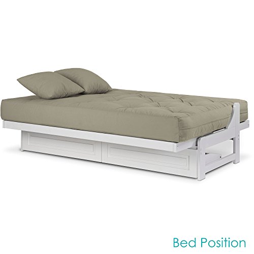 Nirvana Futons Arden White Futon with Storage Drawers Queen Size