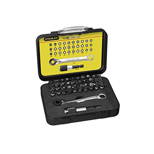 Click Here to See More Images Stanley 1-13-905 Bit-Set with ratchet wrench (32-piece), Silver