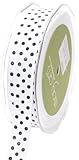 May Arts 5/8-Inch Wide Ribbon, White and Black Grosgrain Polka Dot