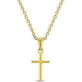 925 Sterling Silver 16" Unisex Small Cross Necklace Pendant for Infants & Toddlers - Petite Polished Cross Shape Jewelry for Little Girls & Boys - Religious Necklaces for Children's Daily Accessory