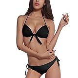 DJT Hot 2 PCS Women Sexy Halter Push Up Padded Bowknot Swimsuit Bikini Set
