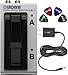 BOSS FS-7 Dual Latch and Momentary Foot Switch Pedal Bundle with Blucoil Slim 9V Power Supply AC Adapter, and 4-Pack of Celluloid Guitar Picks