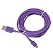 Micro-USB Cable, EZOPower 3x Extra Long 10 Feet Micro-USB 2in1 Sync and Charge USB Data Cable - Purple / Hot Pink / Blue