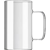 Sizikato Borosilicate Glass Mug, 33oz Drinking Cup, Tea Cup, Beer Mug