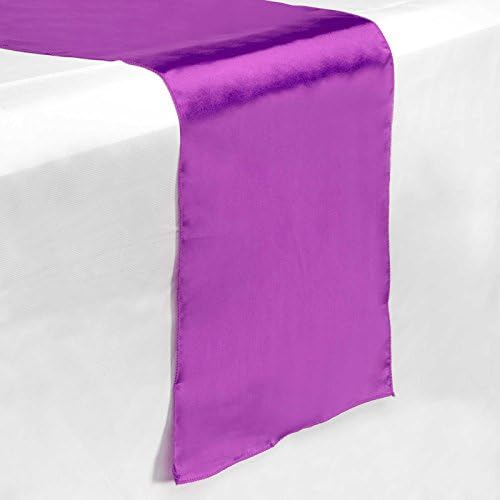 Lann's Linens - 5 Satin 12" x 108" Dining Room Table Runners for Wedding, Reception or Party - Purple