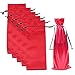 10pcs Satin Red Wine Bags with Drawstrings,Perfect for Travel, Wedding, Birthday, Housewarming and Dinner Party Giving(15