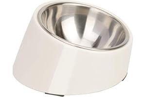SUPER DESIGN SuperDesign Mess Free 15° Slanted Bowl for Dogs and Cats, Tilted Angle Bulldog Bowl Dog Feeder, Non-Skid & Non-Spill, Easier to Reach Food S/0.5 Cup White